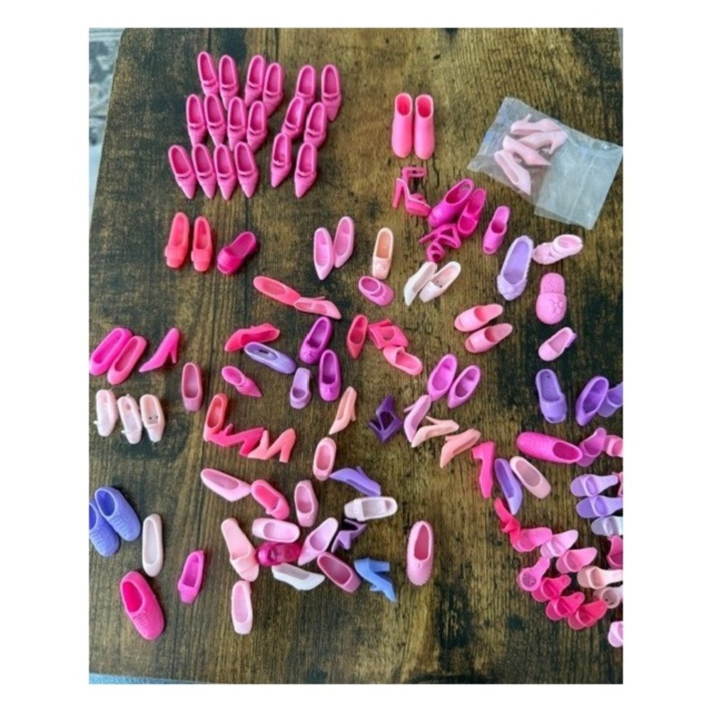 Huge Vintage Barbie & Fashion Doll Shoe Lot Pink Purple Heels Sneakers Flats